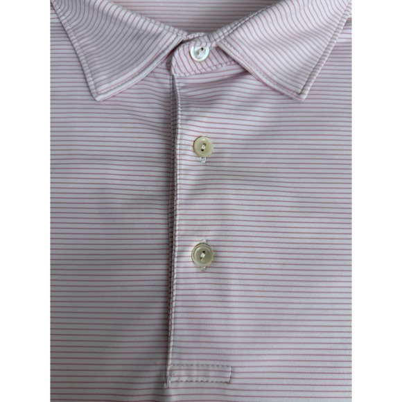 PETER MILLAR Summer Comfort STRIPED Pink & Wht Sz L Golf Business Casual - Picture 6 of 9